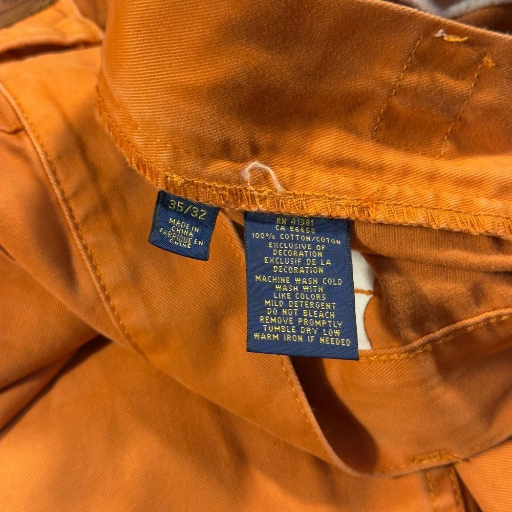 Polo Ralph Lauren Mens Orange Cotton Twill Straight Leg Pants 35x32